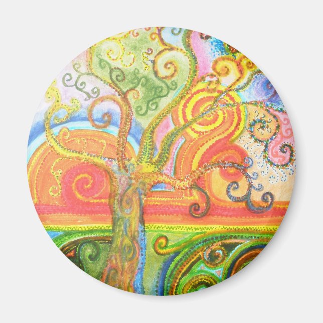 Kühlschrankmagnet mit Psychedelic Tree Design (Vorne)