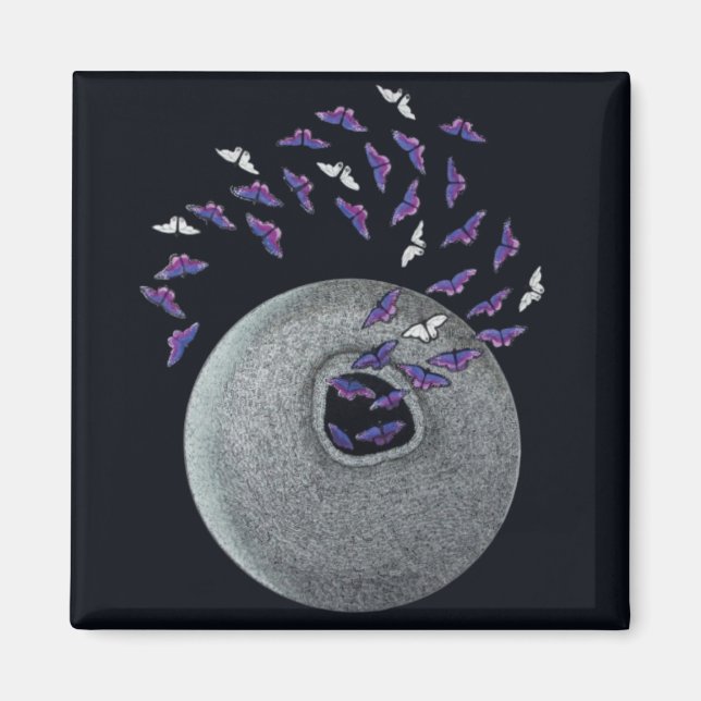 Kühlschrankmagnet - Schmetterlinge entstehen (Vorne)