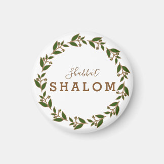 Kühlschrankmagnet Shabbat Shalom Green Brown Kranz