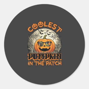 Kühlster Kürbisfeld Halloween Gruselige Sonnenbril Runder Aufkleber