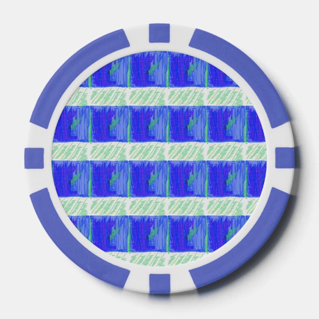 Kühlstes Blau Nautisches Abstract  Pokerchips (Vorderseite)