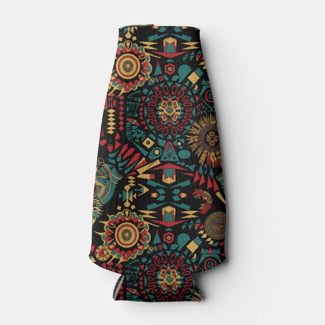 Kühlte Cyan "Heritage Inspiriert Patterns" Foam Bo Flaschenkühler (Vorderseite)