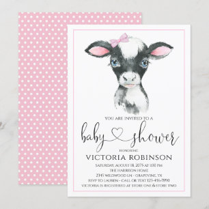 Kuhmädchen-Farm-Baby-Shower-Einladungen Einladung