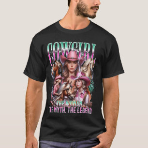 Kuhmädchen-und-Pferde-Design-Landleben-Western-Gi T-Shirt