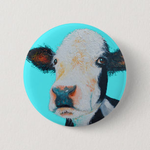 Kuhmalerei auf blauem Hintergrund Button