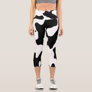Kuhmuster Schwarz-Weiß Capri Leggings