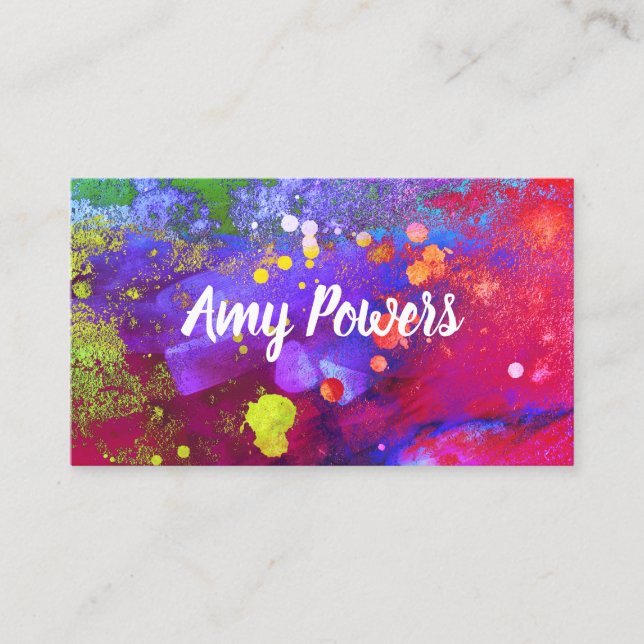 kühn bunter moderner abstrakter Aquarell Spritzer Visitenkarte (Vorderseite)