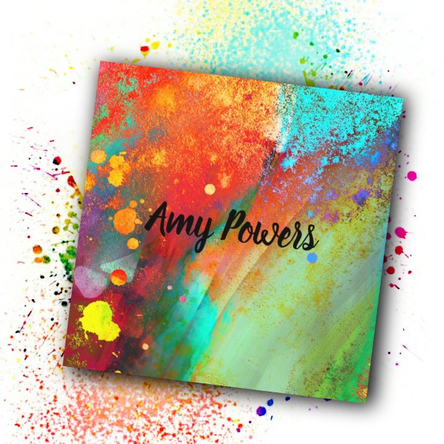 kühn farbenfrohe abstrakte Kunstfarbe Quadratische Visitenkarte (Von Creator hochgeladen)