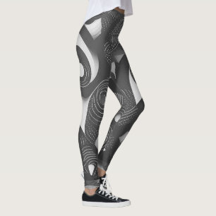 Kühn und Dynamisch: Graue und Weiße Abstrakte Legg Leggings