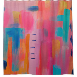Kühne Abstrakte Kunst in Pinks und Blues Duschvorhang