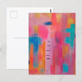 Kühne Abstrakte Kunst in Pinks und Blues Postkarte