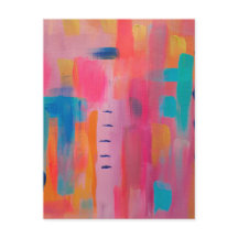 Kühne Abstrakte Kunst in Pinks und Blues