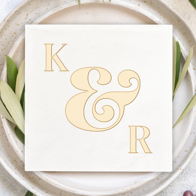 kühne Ampersand moderne einfache Initialen Hochzei Servietten Mit Folie (simple minimalist personalized custom ampersand wedding cocktail napkins couple's initials gold foil)