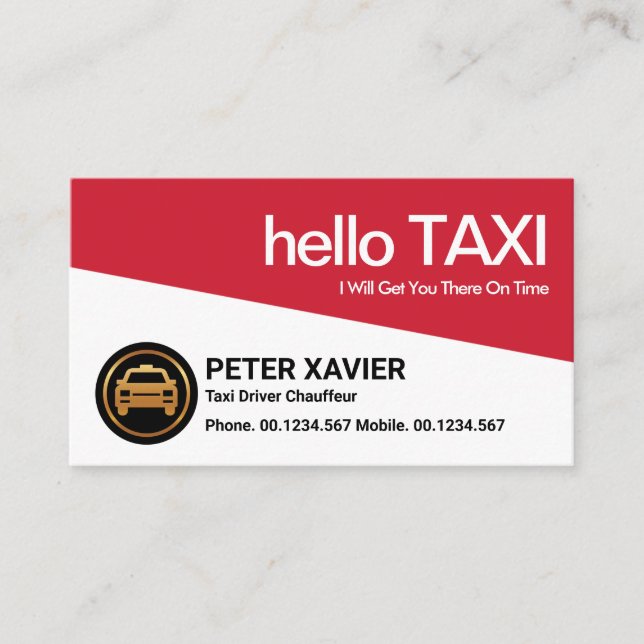 Kühne Atemberaubende Red Taxi Triangle Taxi-Fahrer Visitenkarte (Vorderseite)