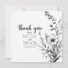 kühne B&W-Wildblumen Dankeskarte