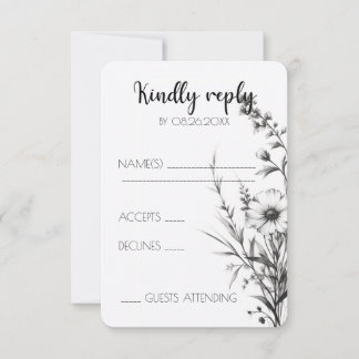 Kühne B&W Wildblumen RSVP Karte