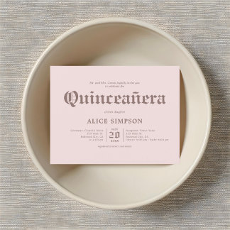 Kühne Blackletter Elegante Quinceanera Postkarte
