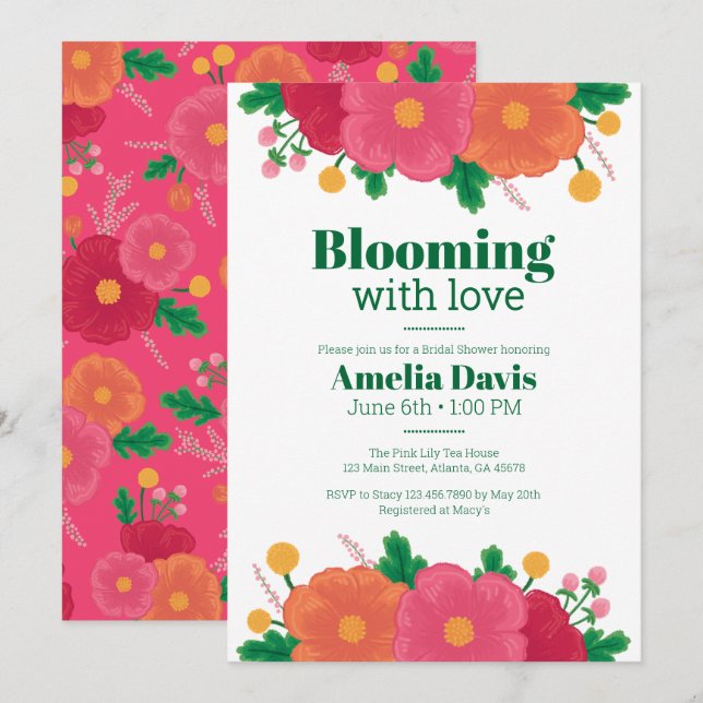 Kühne Blooms Bridal Dusche Einladung (Vorne/Hinten)