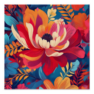 Kühne Blumenexplosion - farbenfrohe Naturkunst Poster