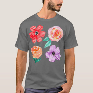 kühne Blüten auf Beige T-Shirt
