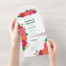 kühne Blüten in einer Einladung zur Hochzeit