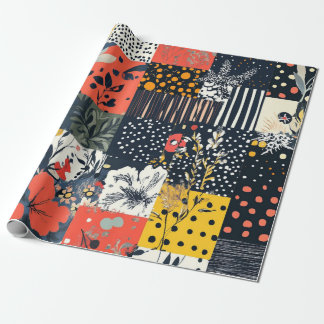 kühne botanische Patchwork-Design Geschenkpapier