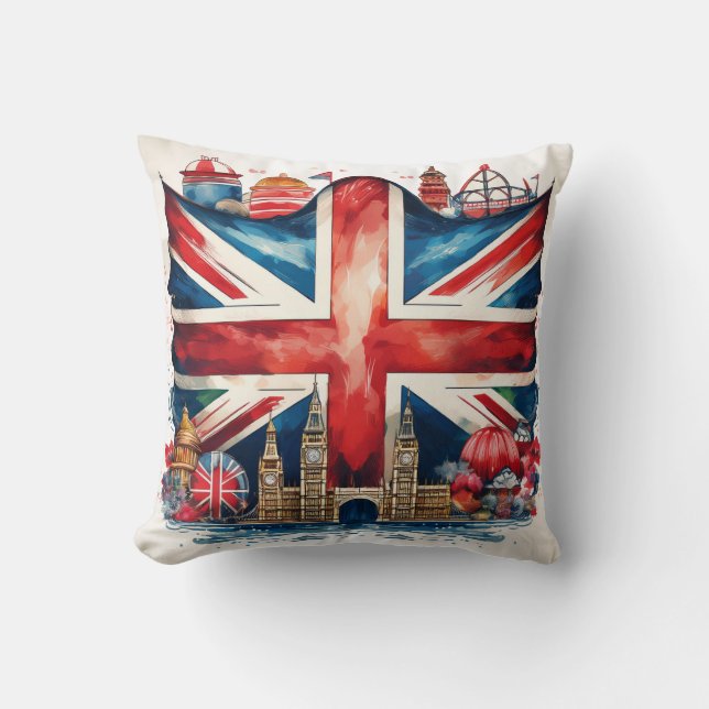 Kühne Britische Union Jack Design Cushion Kissen (Vorderseite)