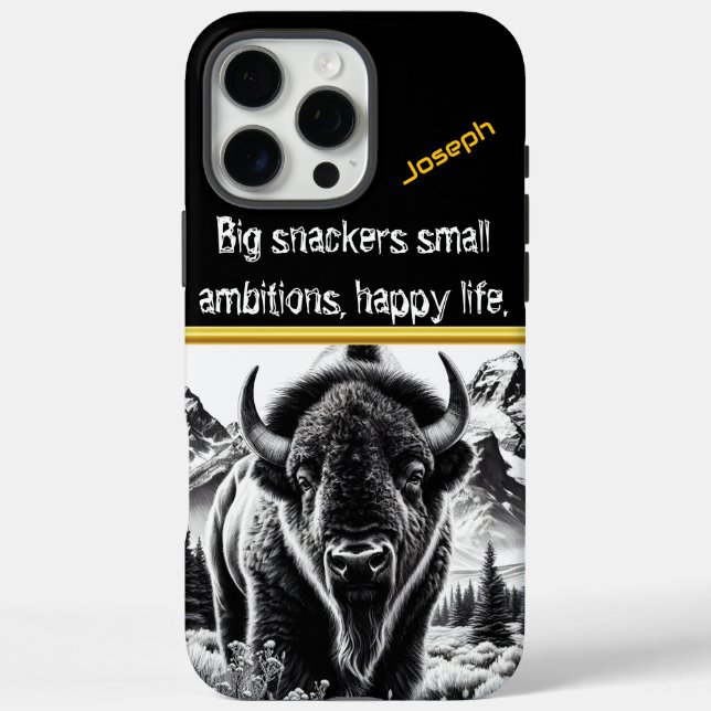 kühne Buffalo gegen Berge iPhone 16 Pro Max Hülle (Rückseite)