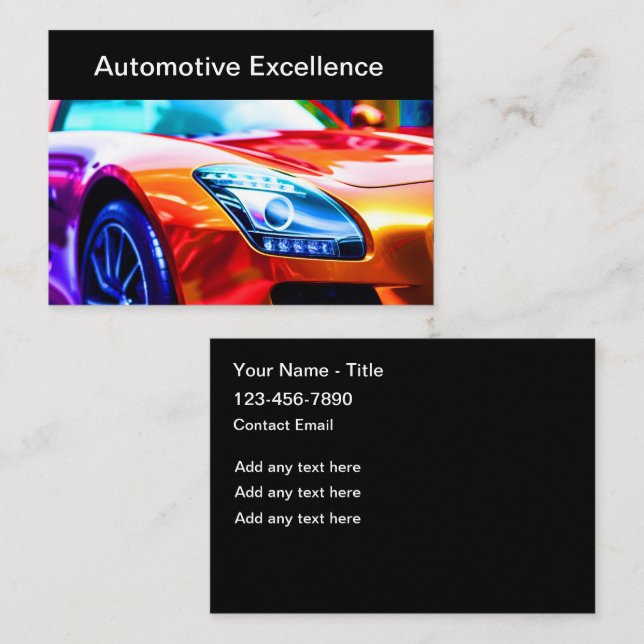 Kühne, bunte Automotive-Visitenkarten Visitenkarte (Vorne/Hinten)