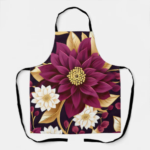 kühne Burgundy-Gold-Blätter und florale Schürze