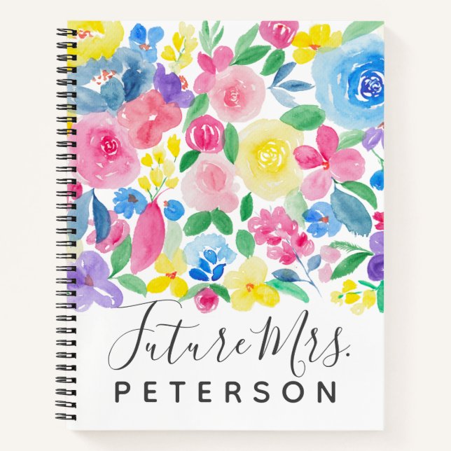 Kühne chische gürtellose florale Aquarellfarben Zu Notizbuch (Vorderseite)