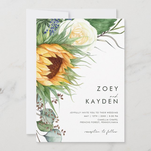 Kühne Country Sunflower | Lässige Hochzeit Einladung (Vorderseite)