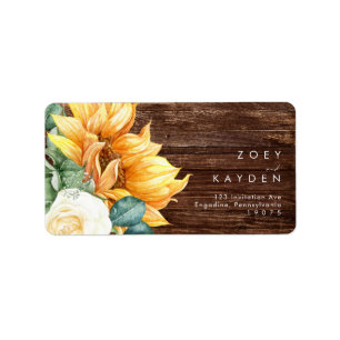 Kühne Country Sunflower RSVP-Adresse für Holzhoc Adressaufkleber