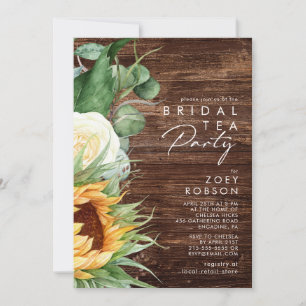 Kühne Country Sunflower   Wood Bridal Tee Party Einladung