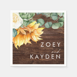 Kühne Country Sunflower Wood Wedding Napkins Serviette