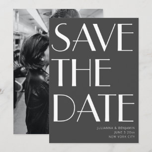 Kühne dramatische schwarze weiße moderne Hochzeit Save The Date