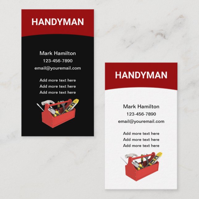 Kühne einfache vertikale Handyman-Visitenkarten Visitenkarte (Vorne/Hinten)