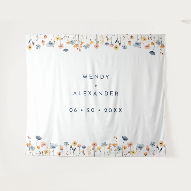 kühne, elegante florale Hochzeitskugel Wandteppich (Vorderseite (Horizontal))