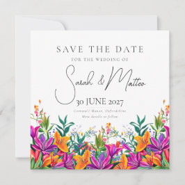 kühne farbenfrohe Blumensommer Chic Pink Hochzeit Save The Date