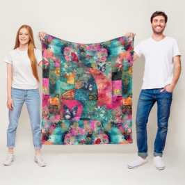 kühne farbenfrohe Boho-Muster Fleecedecke