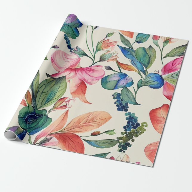 kühne, farbenfrohe Elegante Blumenhochzeit & Gebur Geschenkpapier (Ungerollt)