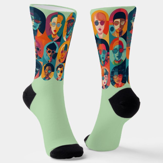 Kühne, farbenfrohe Gesichter, die Individualität f Socken (Gewinkelt)