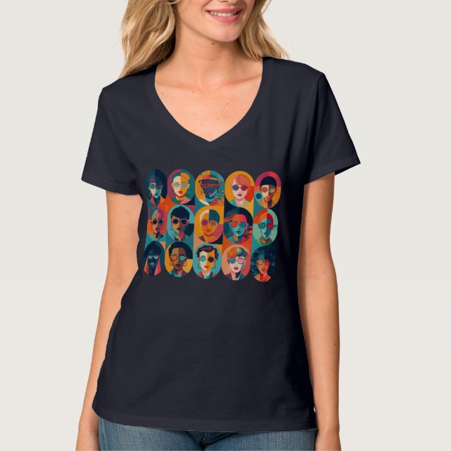 Kühne, farbenfrohe Gesichter, die Individualität f T-Shirt (Vorderseite)