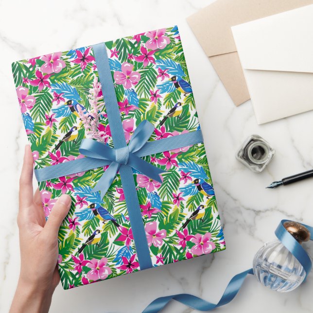 kühne farbenfrohe rosa tropische Weihnachtsfeierta Geschenkpapier (Schenken)