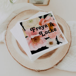 kühne, farbige Blüte   Black Wedding Napkins Serviette