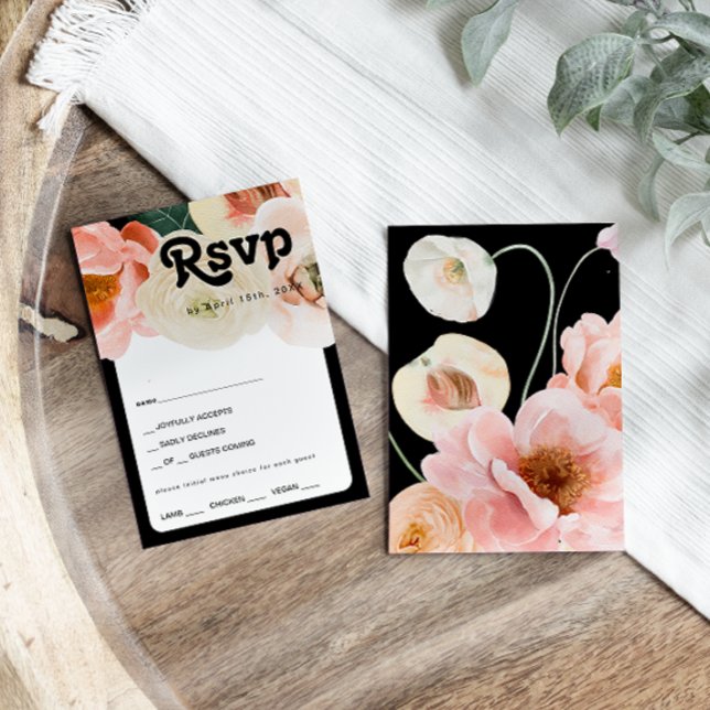 kühne, farbige Blüte | RSVP-Karte für das Schwarze RSVP Karte (Von Creator hochgeladen)