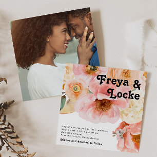 kühne, farbige Blüte   Square Foto Wedding Einladung