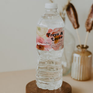 kühne, farbige Blüte   Wasserflaschenetikett