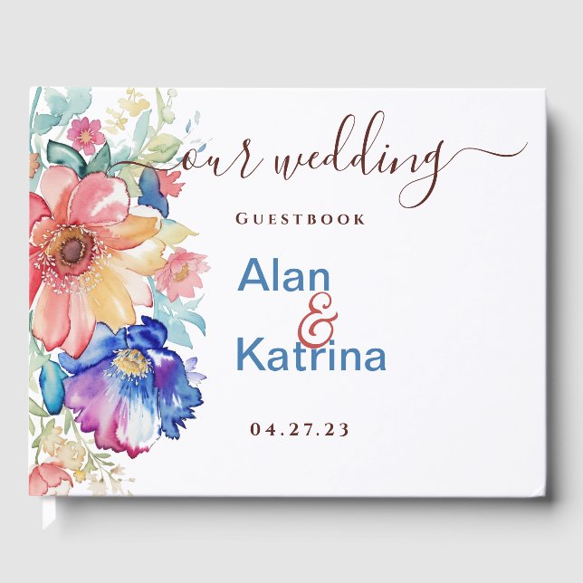 Kühne Florale Hochzeit Gästebuch (Vorderseite)