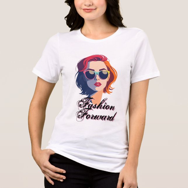 Kühne Frau mit farbiger Sonnenbrille Tri-Blend Shirt (Vorderseite)